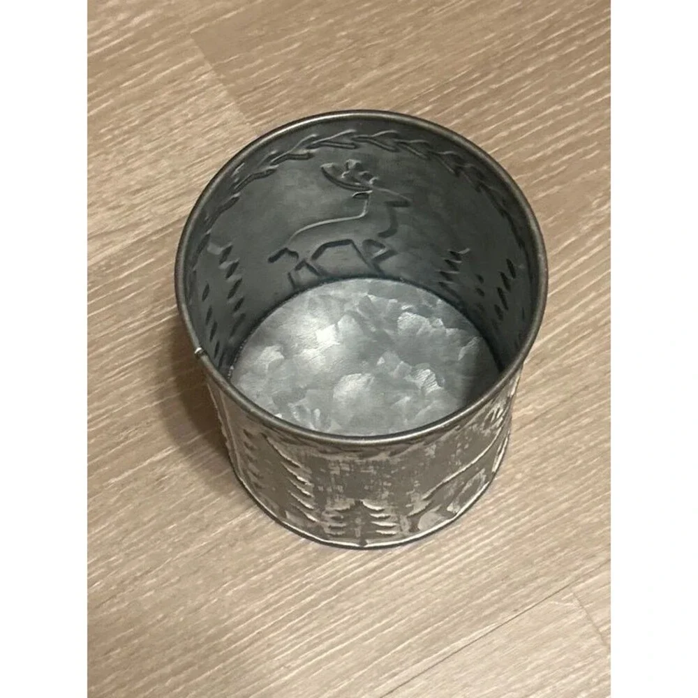 Small Rustic Farmhouse Style Christmas Tin for Decorating